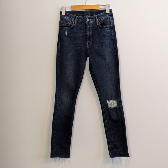 MOTHER High Waisted Looker Ankle Fray Jeans, Cat Attack, Size 25 - Picture 2 of 16